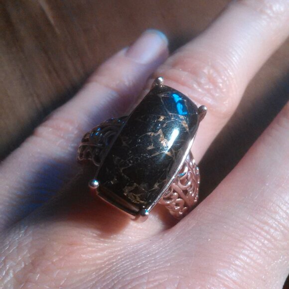Matrix Silver Shungite Copper Ring (Size 8) - Picture 8 of 10
